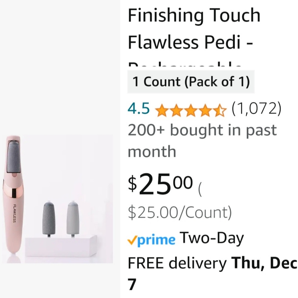 Finishing Touch Flawless Pedi - Rechargeable Electric Callus Remover Tool
